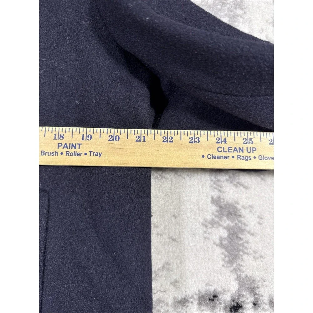 Fox Knapp Pea Coat Mens Size 42‎ Black Naval Buttons Officer City Wool Old Money